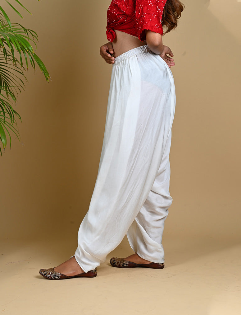 Buy Dhoti Pants In White by Designer DYELOGUE Online at Ogaan.com